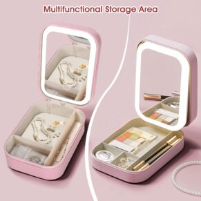 Makeup Jewellery Box with LED Lighted Mirror