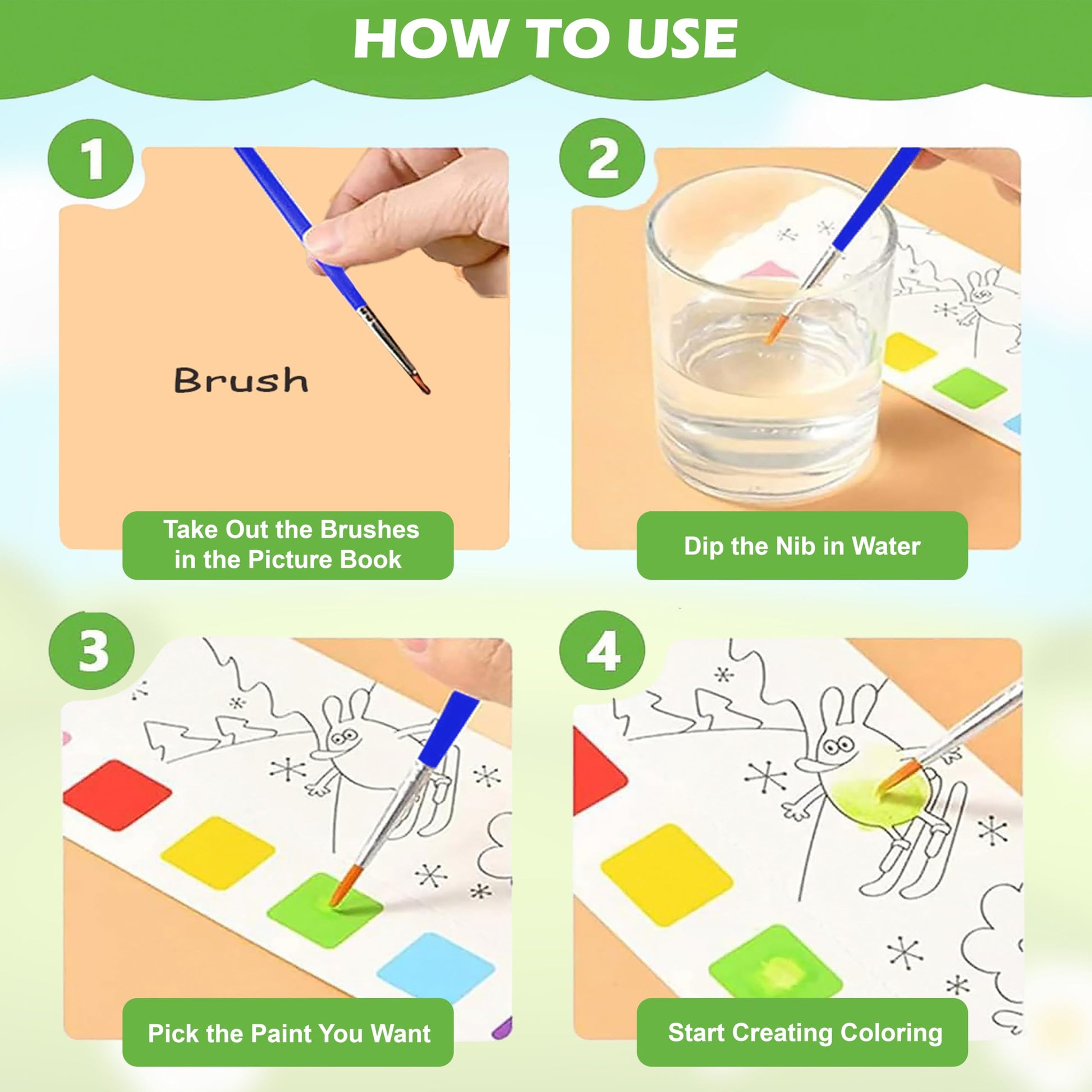 12-Page Watercolor Painting Book + Brush! - Image 8