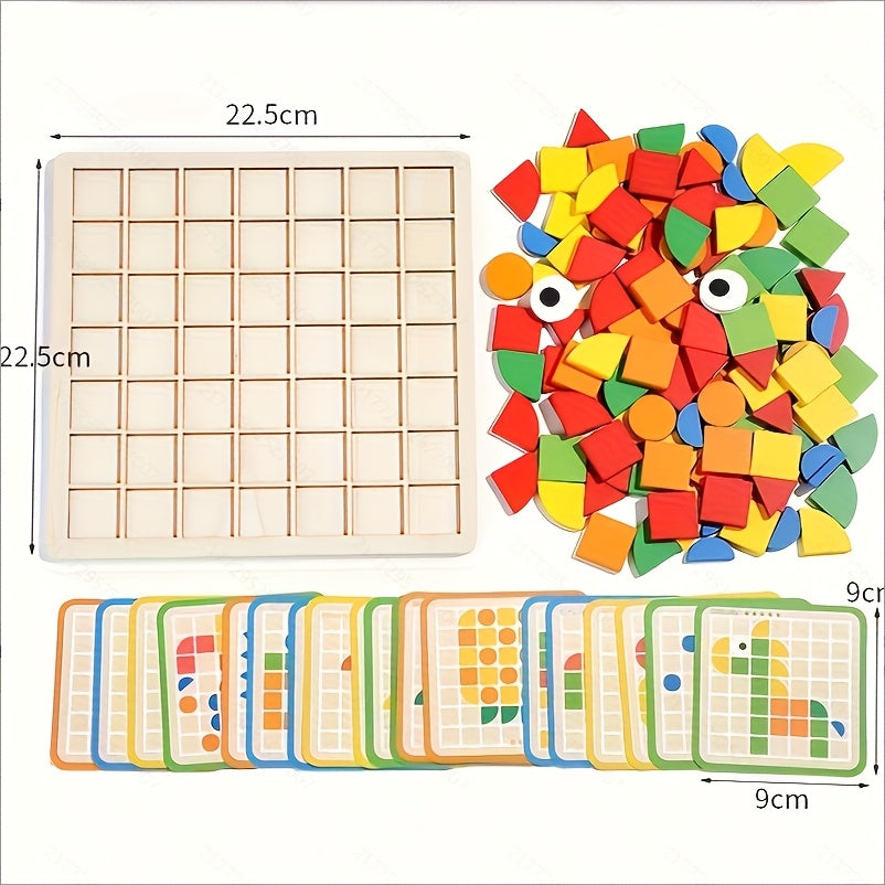 120pc Wooden 3D Mosaic Puzzle Kids Brain Teaser Building Blocks Learning Toy - Image 6