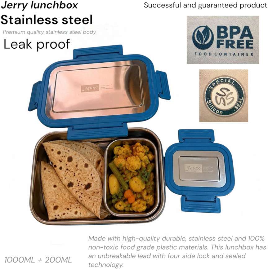 Jerry Lunch Box 2 Containers Stainless Steel Office Lunch Box (1000 ml) - Image 4