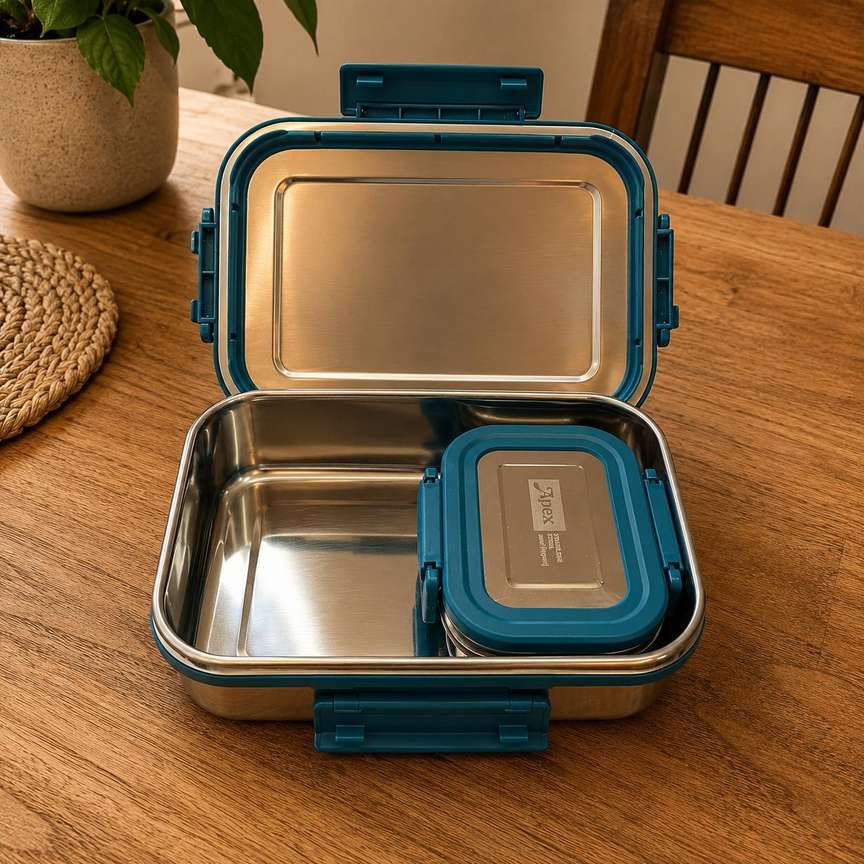 Jerry Lunch Box 2 Containers Stainless Steel Office Lunch Box (1000 ml) - Image 2