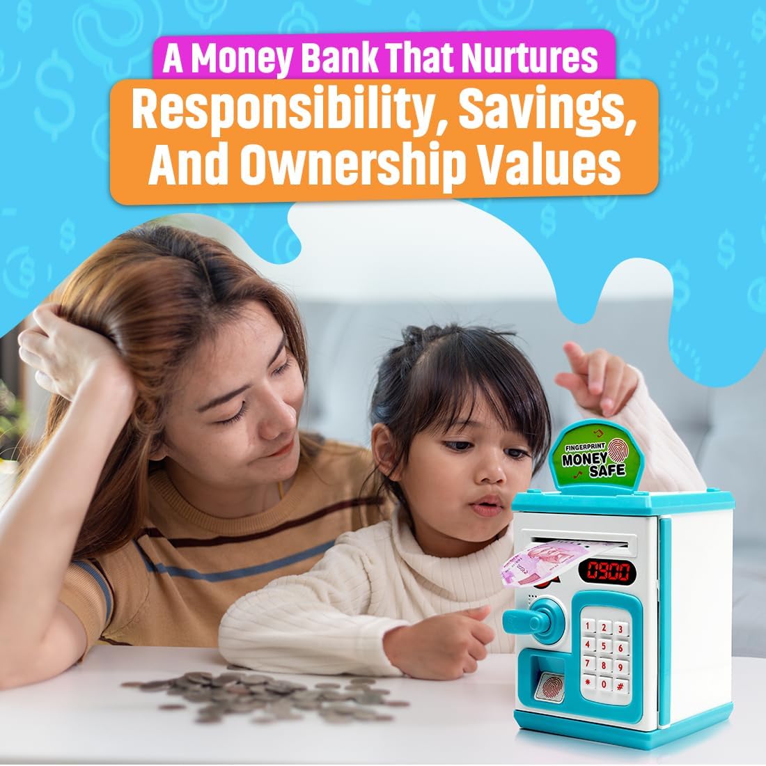 Money Bank with Fingerprint Sensor & Password Protection Feature | - Image 5