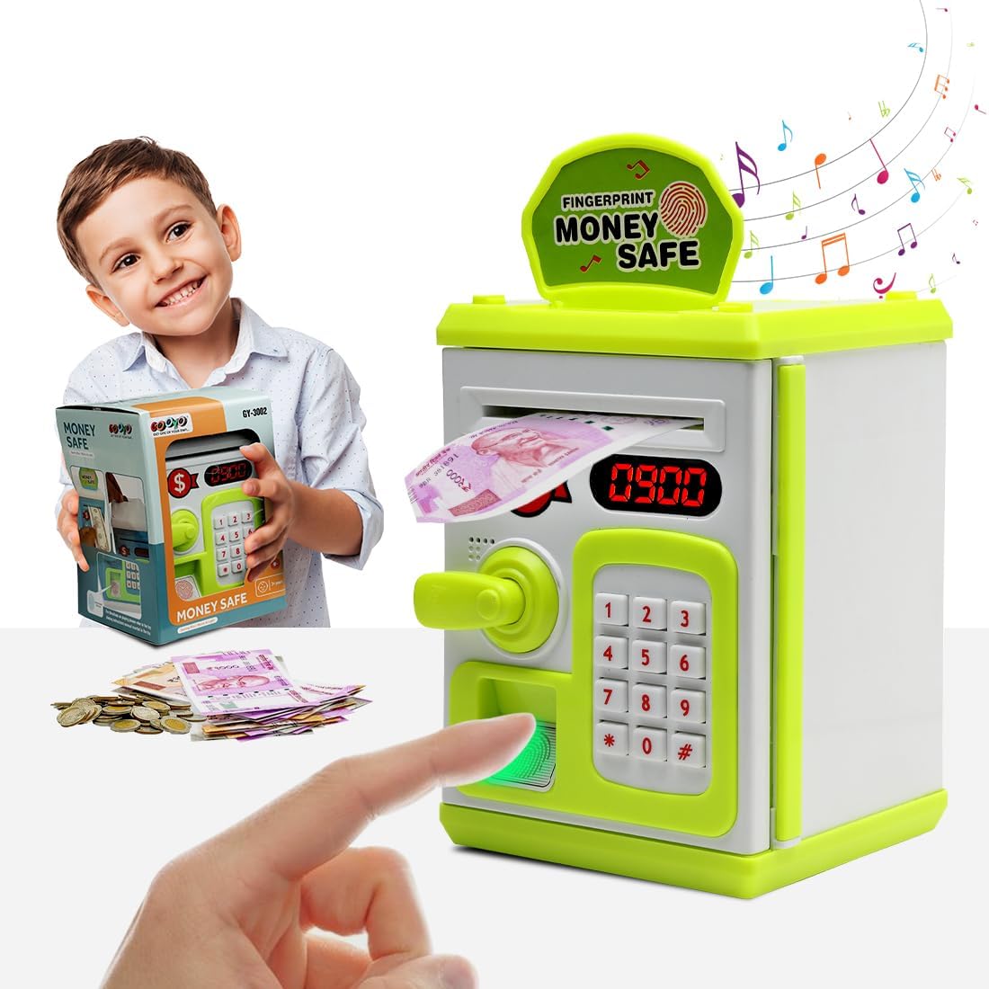 Money Bank with Fingerprint Sensor & Password Protection Feature | - Image 2
