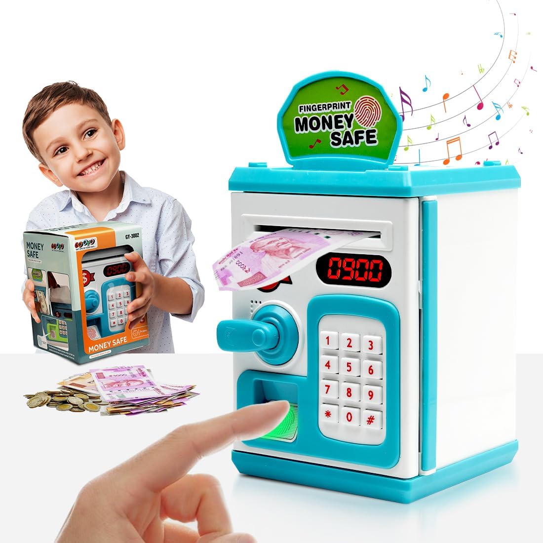 Money Bank with Fingerprint Sensor & Password Protection Feature | - Image 7