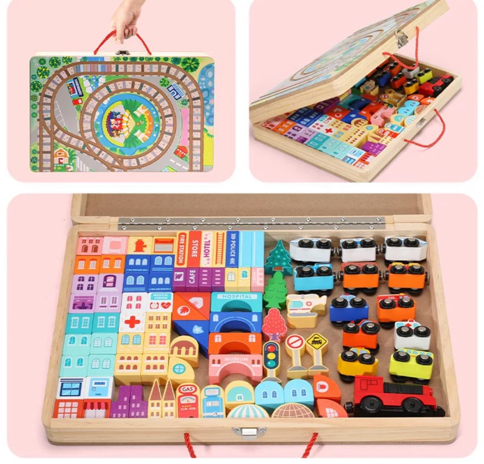 Track Box City Blocks - Engaging Track Toy Set for Creative Pretend Play and Block Puzzles - Image 5