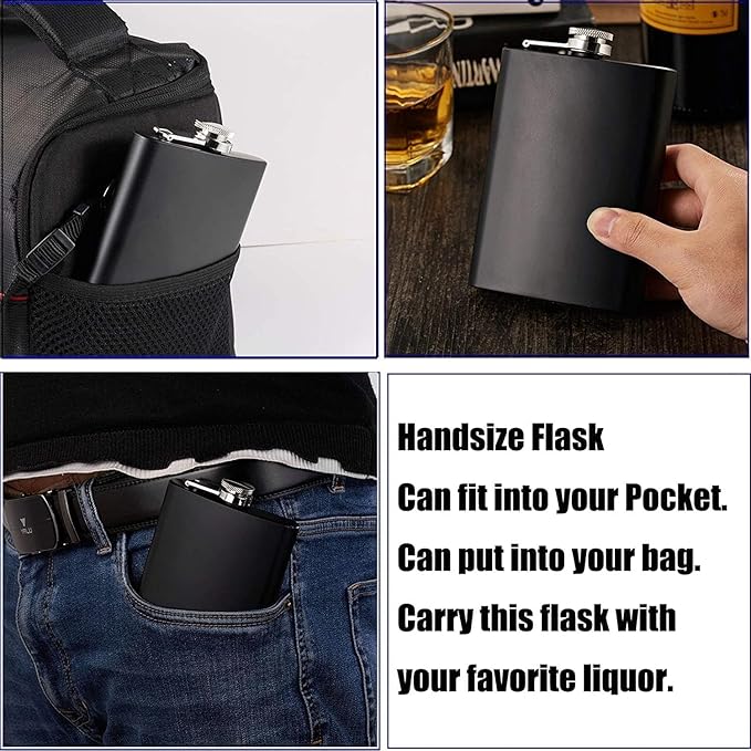 Stainless Steel 8oz Hip Flask - Image 6