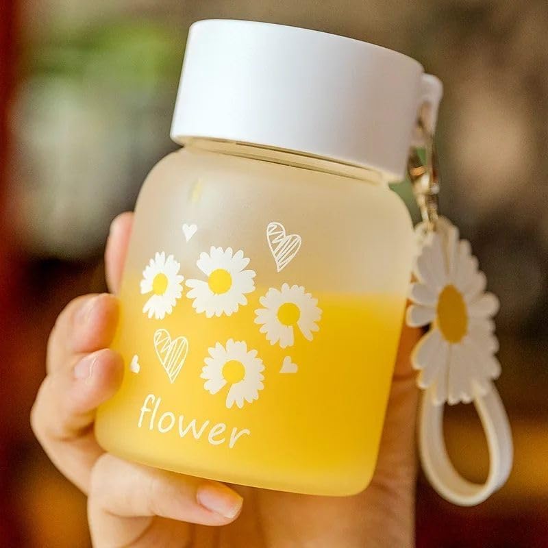 300ml Daisy Glass Portable Water Bottle