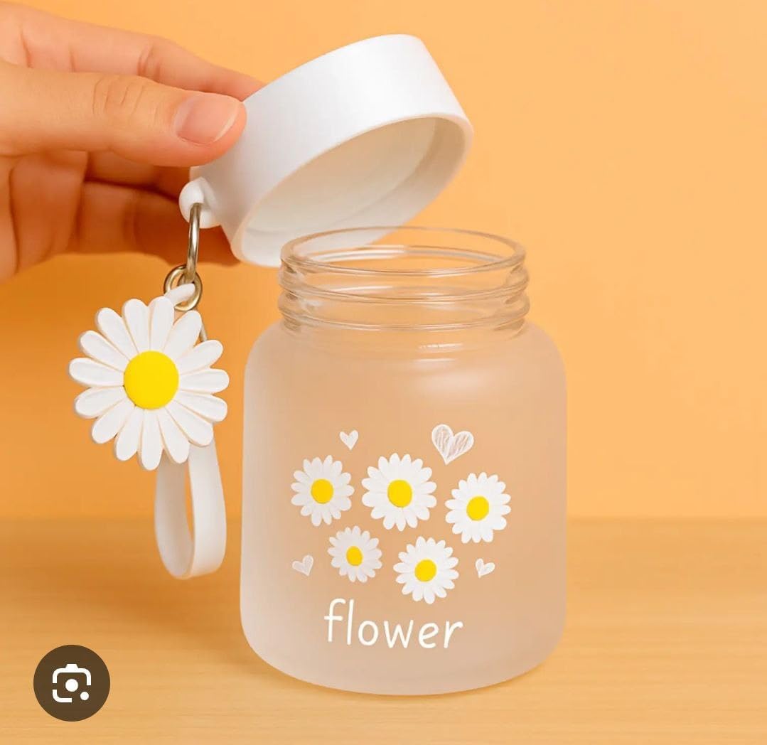 300ml Daisy Glass Portable Water Bottle - Image 6