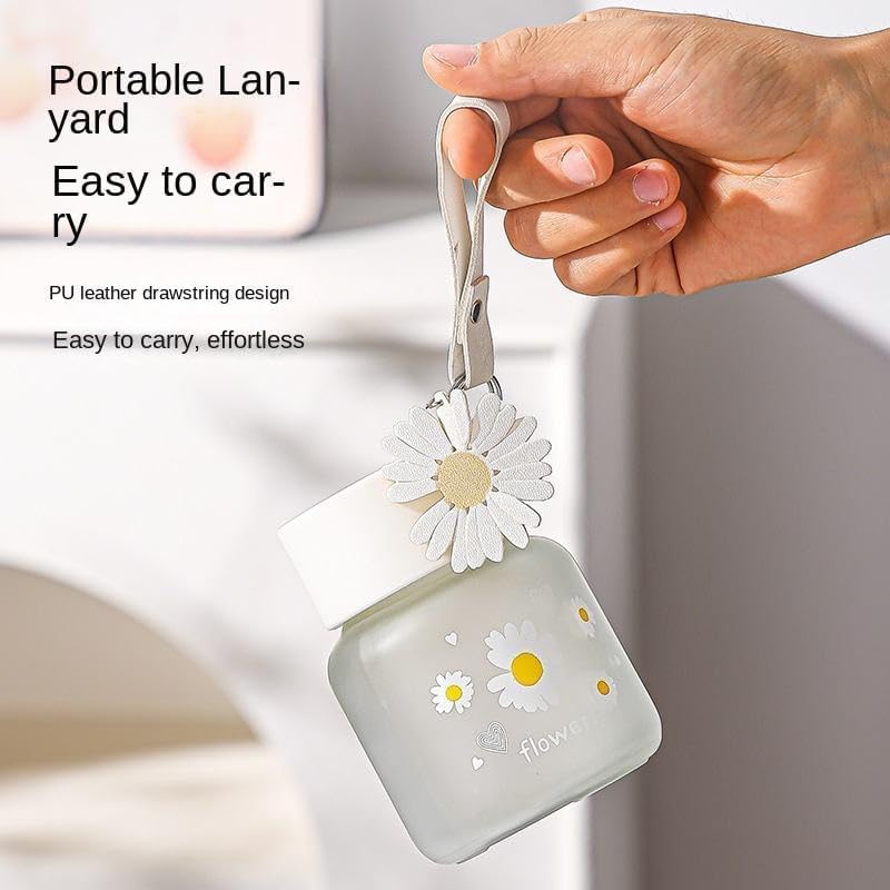 300ml Daisy Glass Portable Water Bottle - Image 8