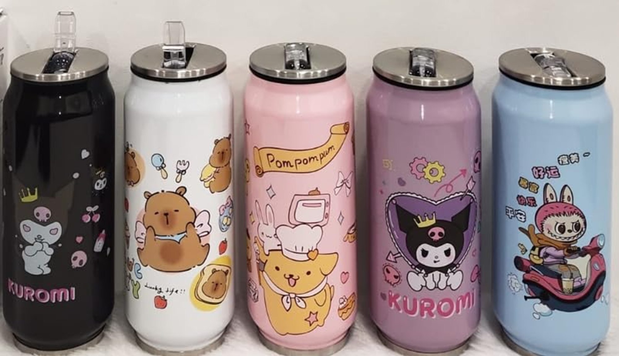 500ml Cute Cartoon Print Stainless Steel Sipper Can Bottle - Image 2