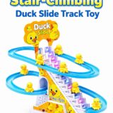 Funny Automatic Stair-Climbing Ducklings Race Track Set  Roller Coaster Escalator Toy with Flashing Lights & Music