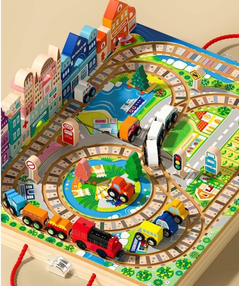 Track Box City Blocks - Engaging Track Toy Set for Creative Pretend Play and Block Puzzles - Image 7