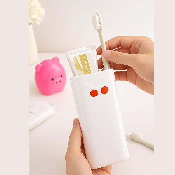 Portable Kids Toothbrush Case Set – Cartoon Animal Toothpaste Storage Box (Random Color) - Image 4