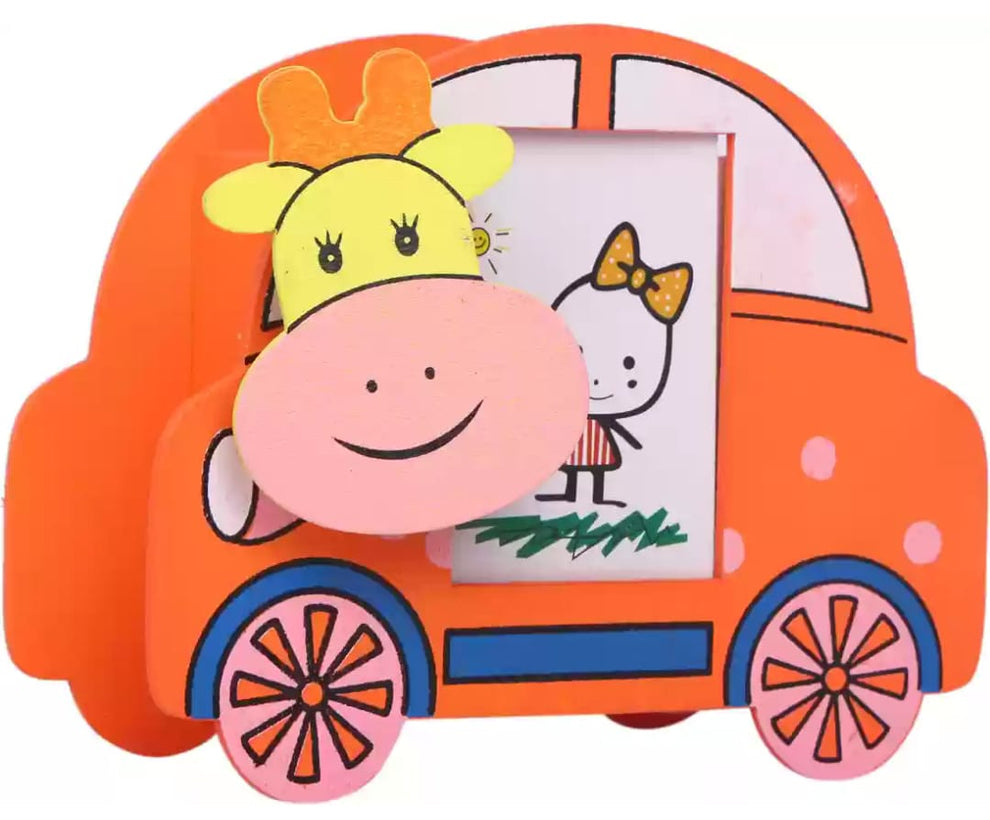 Wooden Car Shape Pen Stand with Photo Frame - Image 5