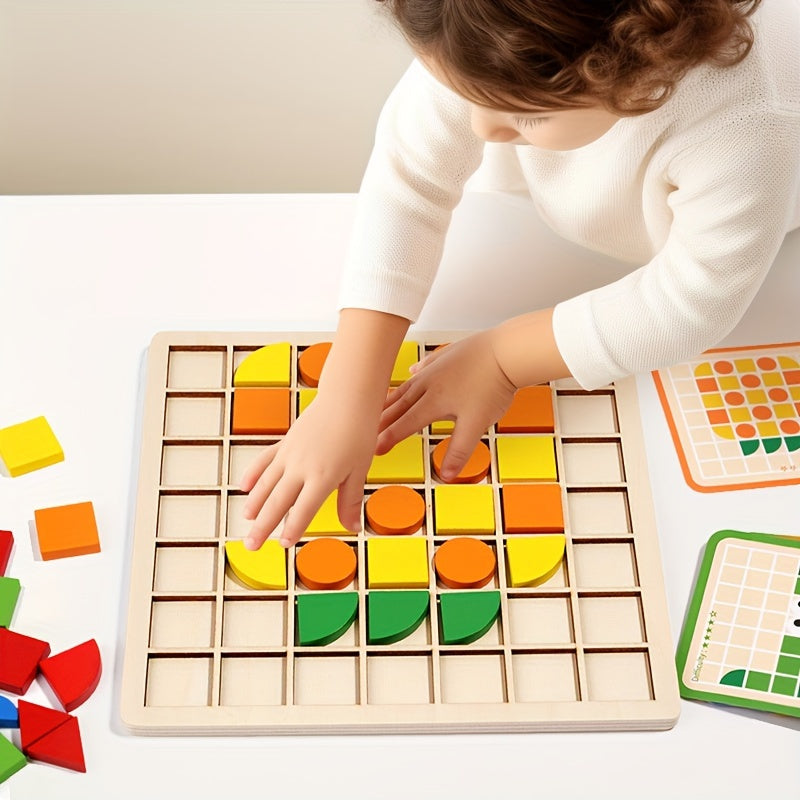 120pc Wooden 3D Mosaic Puzzle Kids Brain Teaser Building Blocks Learning Toy - Image 2