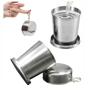 Stainless Steel Folding Travel Cup – Portable Collapsible Water Mug for Camping, Hiking, Office & Outdoor Use