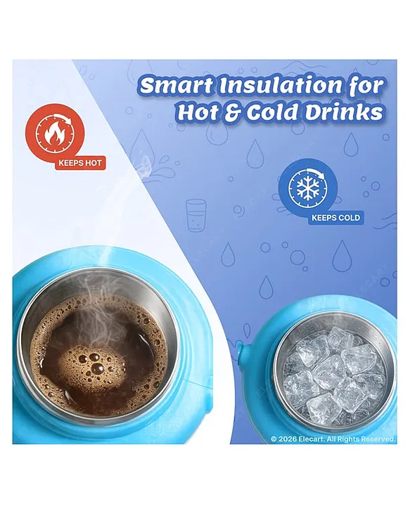 Hot & Cold Vacuum Insulated Flask with Straw Sipper | One-Click Push Button, Leakproof Flip Top | Cartoon Printed Bottle - Image 3