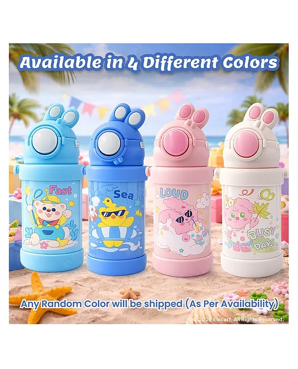 Hot & Cold Vacuum Insulated Flask with Straw Sipper | One-Click Push Button, Leakproof Flip Top | Cartoon Printed Bottle - Image 6