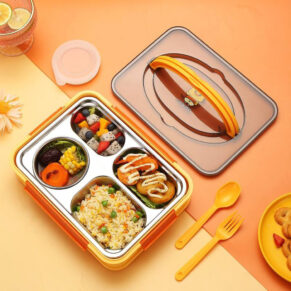 Kids 4 Grid Lunch Box with Soup Bowl & Phone Holder - 1250ml