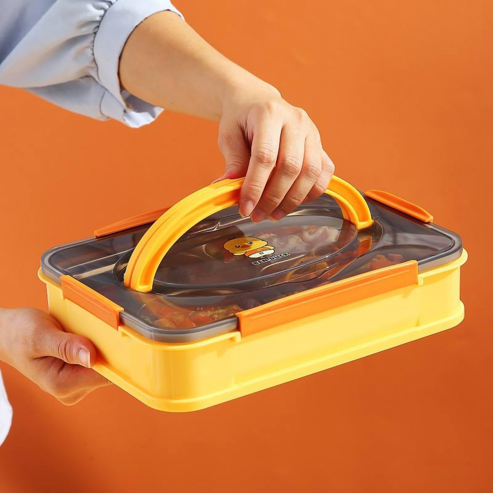 Kids 4 Grid Lunch Box with Soup Bowl & Phone Holder - 1250ml - Image 3