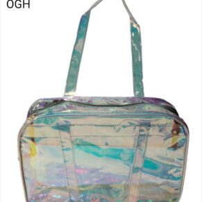 Transparent Holographic Travel & Toiletry Bag with Handle (14 x 10 x 4.5 Inches)