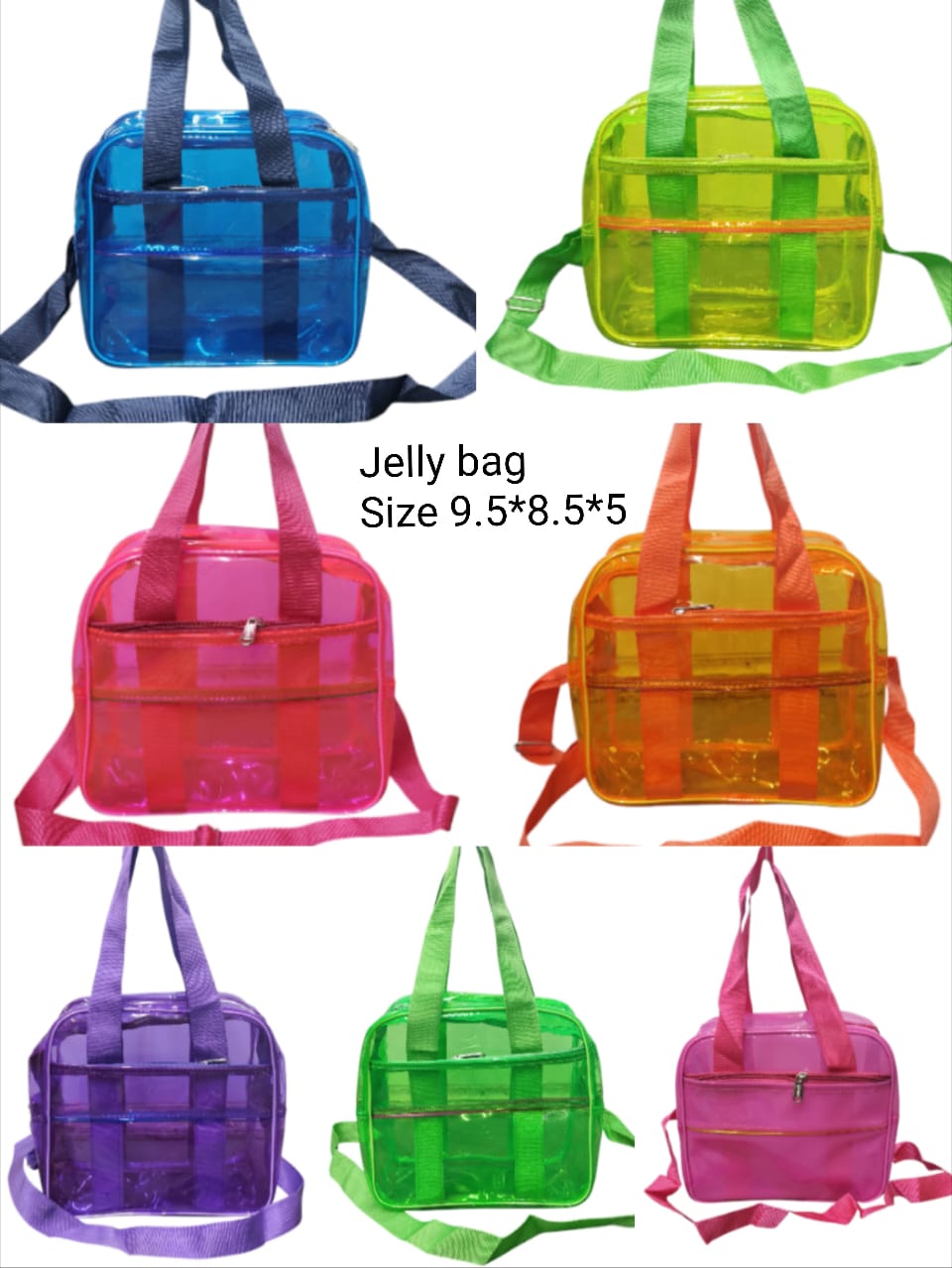 Jelly Transparent PVC Sling Bag with Handle (9.5 × 8.5 × 5 Inches)