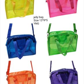 Transparent Jelly PVC Tote Bag with Shoulder Strap (12 x 9 x 5 Inches)