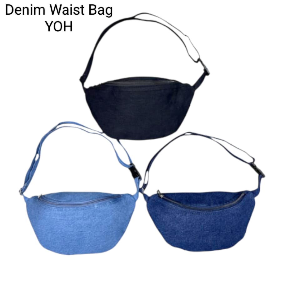 Premium Denim Waist Bag | Crossbody Sling Bag | Travel Pouch