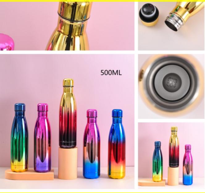 Rainbow Double Wall Steel Water Bottle (500 ml)