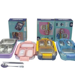 3-Grid 710 ML BPA-Free Leak-Proof Lunch Box with 3-Piece Cutlery