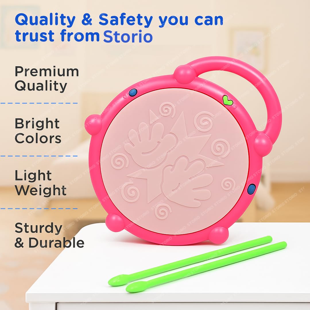 Battery Operated Musical Learning Flash Drum Toy with 3D Lights & Sounds - Image 3