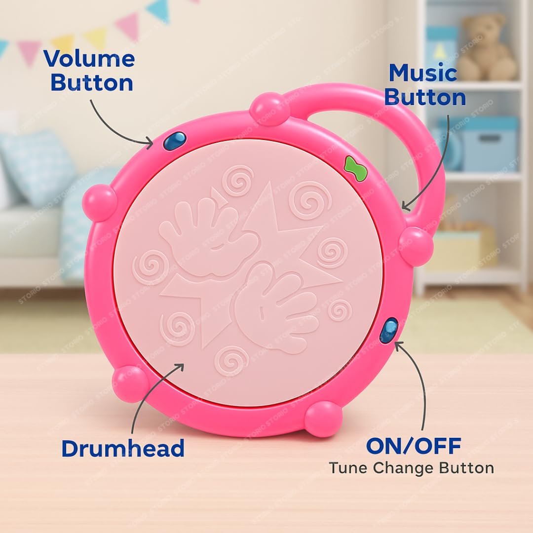 Battery Operated Musical Learning Flash Drum Toy with 3D Lights & Sounds - Image 5