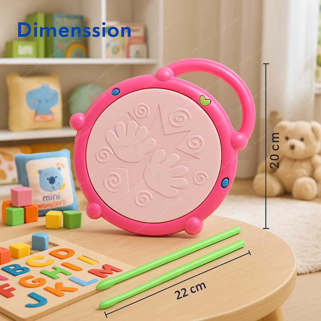 Battery Operated Musical Learning Flash Drum Toy with 3D Lights & Sounds - Image 7