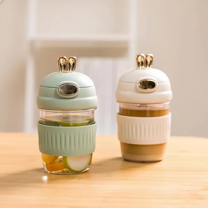 Reusable Glass Coffee Mug with Lid and Straw 400ml - Image 2