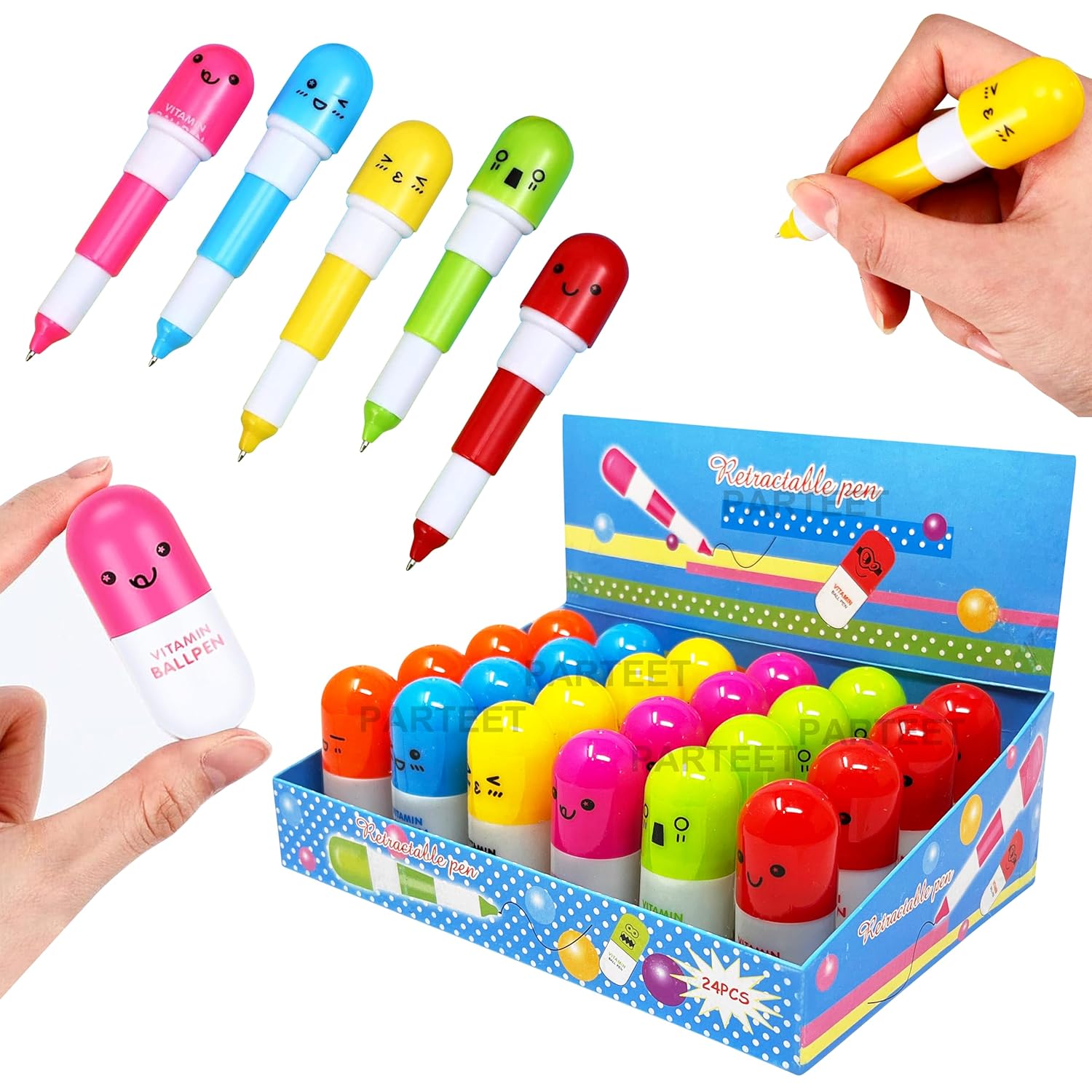New Capsule Shape Ball Pens Pack Of 24Pcs