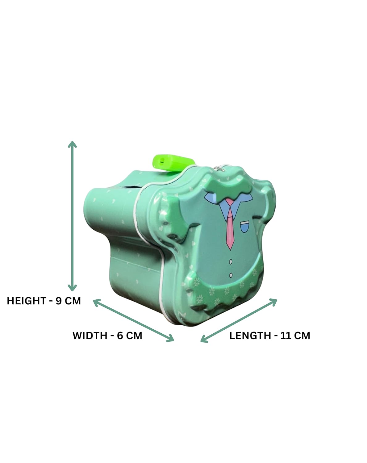 Small Metal Piggy Bank Shirt Shape With Lock And Key - Image 5