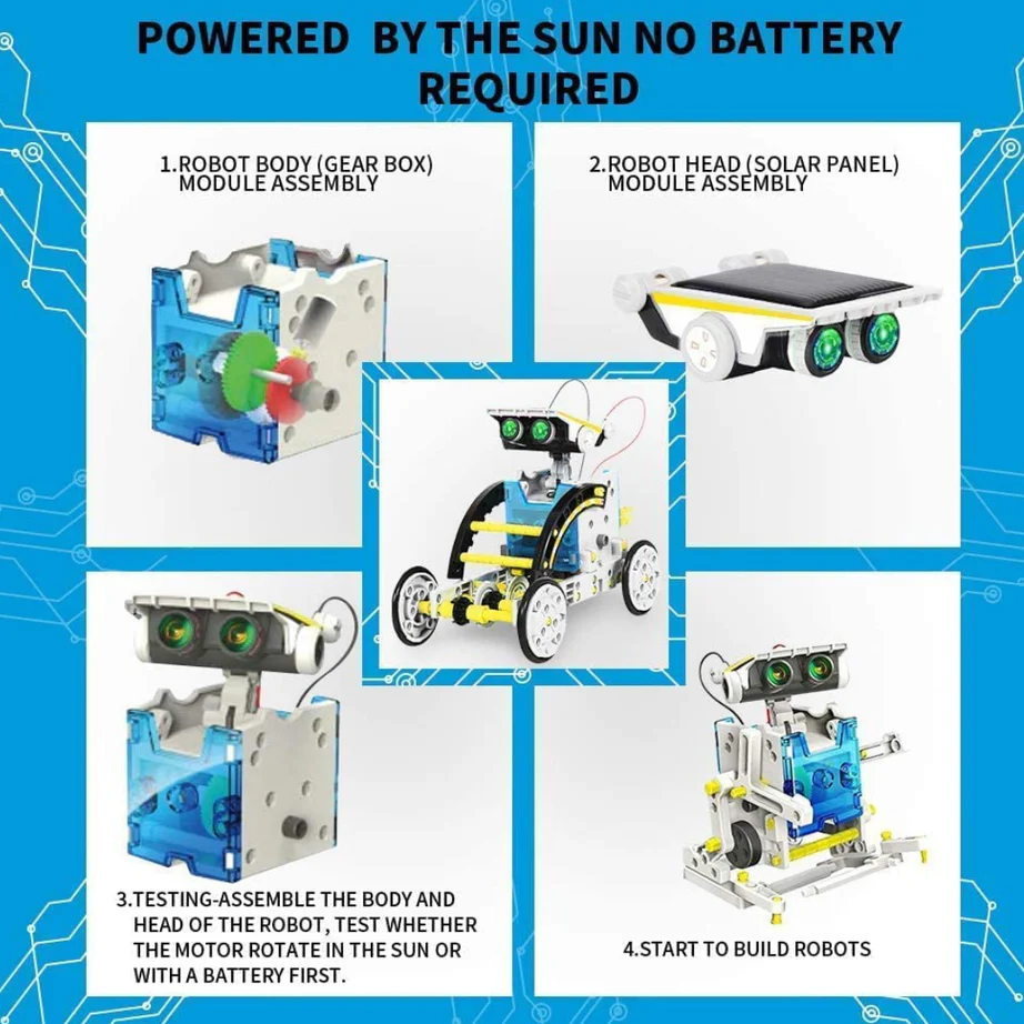 13-in-1 Solar Educational Robot Kit | STEM 13-in-1 Solar Power Robots Creation Toy, Educational Experiment DIY Robotics Kit, Science Toy Solar Powered Building Robotics Set - Image 5