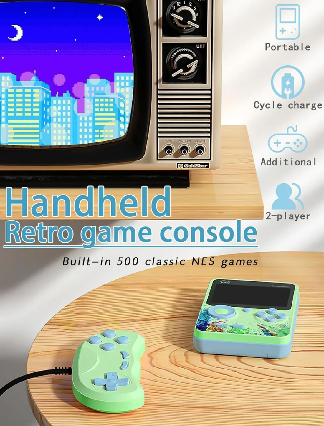 G5 | Retro 500 games | Extra Game Pad | TV Connect | 3” HD Screen - Image 2