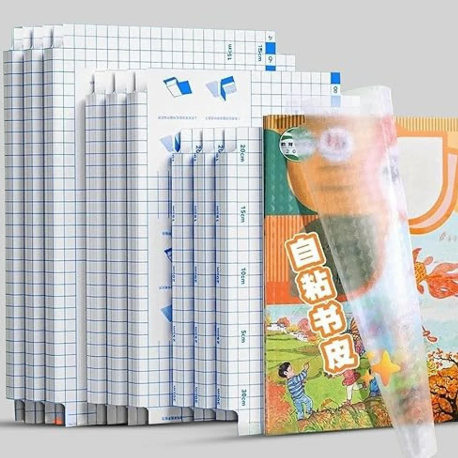 30 Pcs Self-Adhesive Book Cover Transparent Protective Sticker for School Notebooks