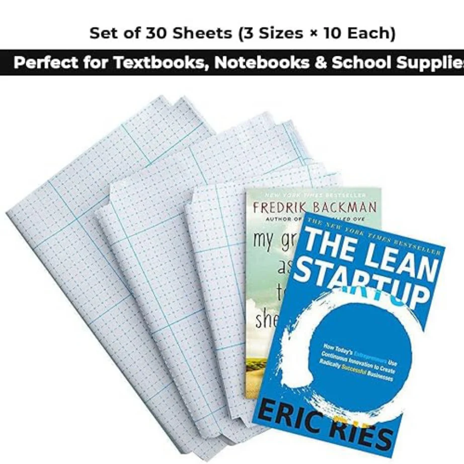 30 Pcs Self-Adhesive Book Cover Transparent Protective Sticker for School Notebooks - Image 2