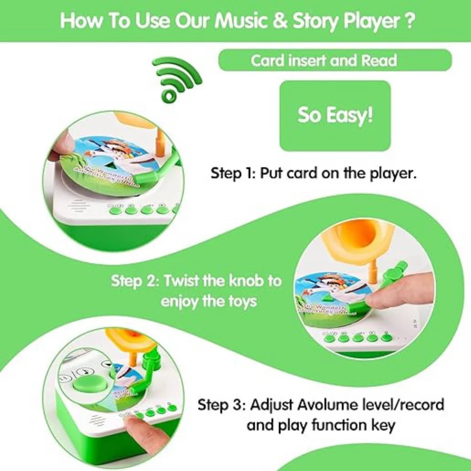 Children's Storytelling Phonograph Music Player | Kids Gramophone with 96 Cards - Image 5