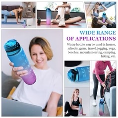 Daily Tracking Leakproof Motivational Water Bottle with Time Marker & Straw 1000 ml - Image 4