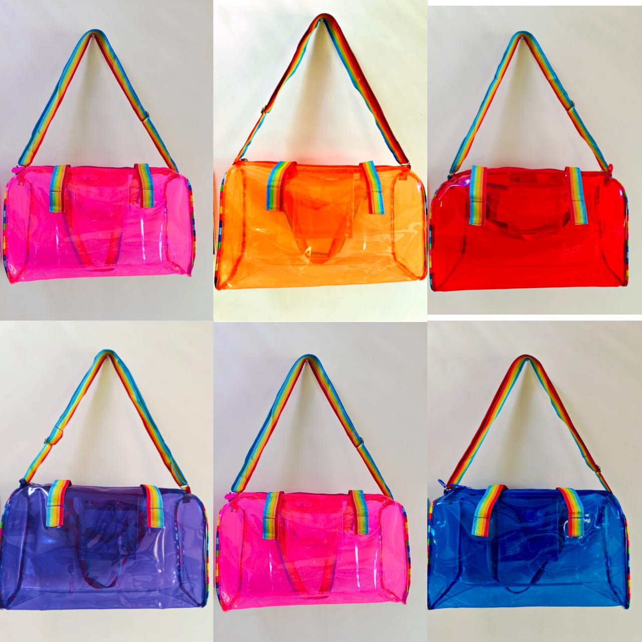 Jelly duffle bag with adjustable strap
