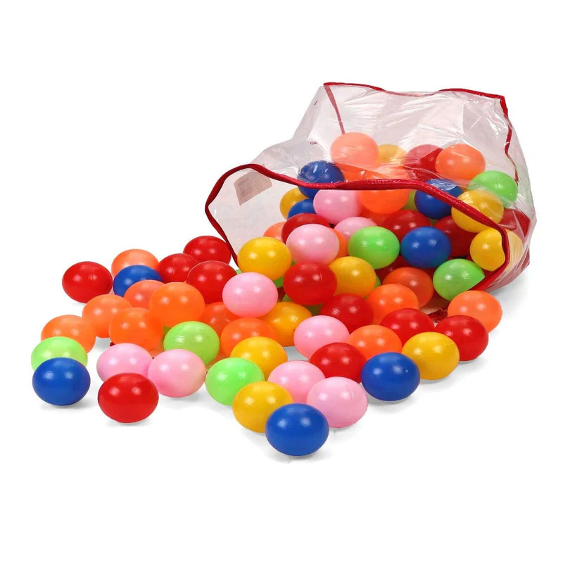 100 Pcs Soft and Safe Multi Colour Fun Packed Plastic Pool Balls for Kids