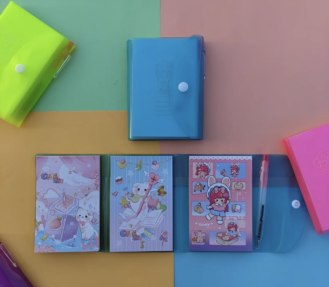 3 Fold Button Pocket Diary with Pen