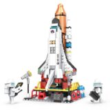 Space Rocket Building Block Set, Educational Stem Building Toys for Kids Brain Development & Hands-On Ability Construction Toy