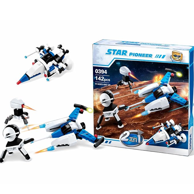 Star Pioneer Space Fighter & Robot Building Block Set | 142-Piece 2-in-1
