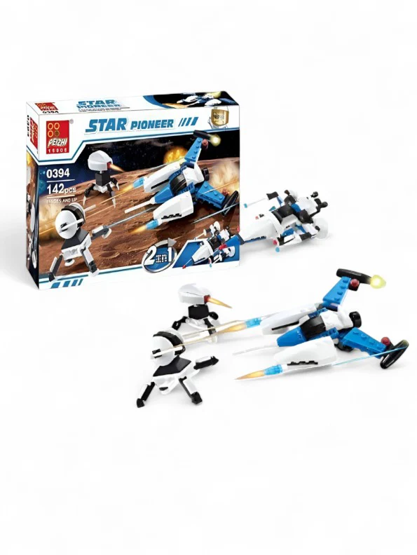 Star Pioneer Space Fighter & Robot Building Block Set | 142-Piece 2-in-1 - Image 2