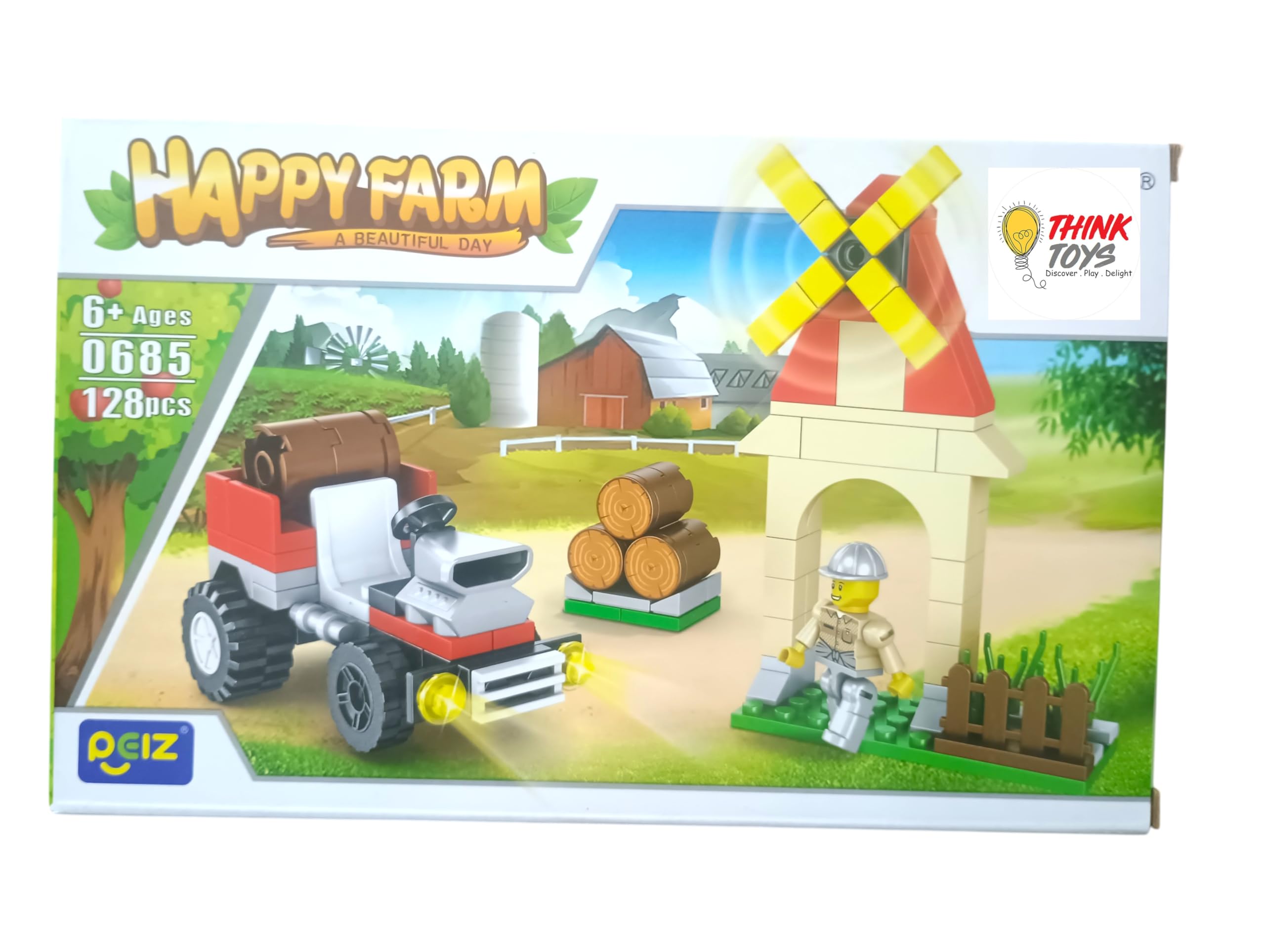 Happy Farm Building Blocks Set, 128 Pieces