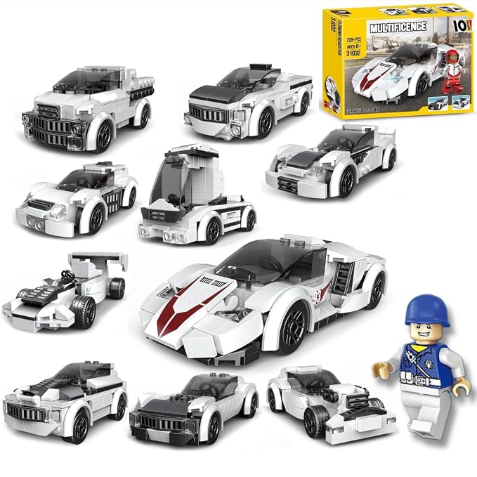 209 Pcs 10-in-1 Pull Back Car Toy Set – STEM Building Blocks